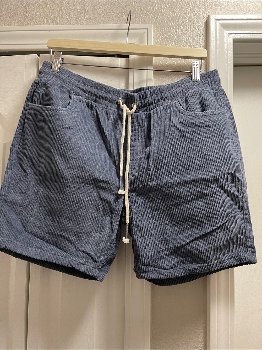 Men's Corduroy Drawstring Cargo Shorts - Blue
